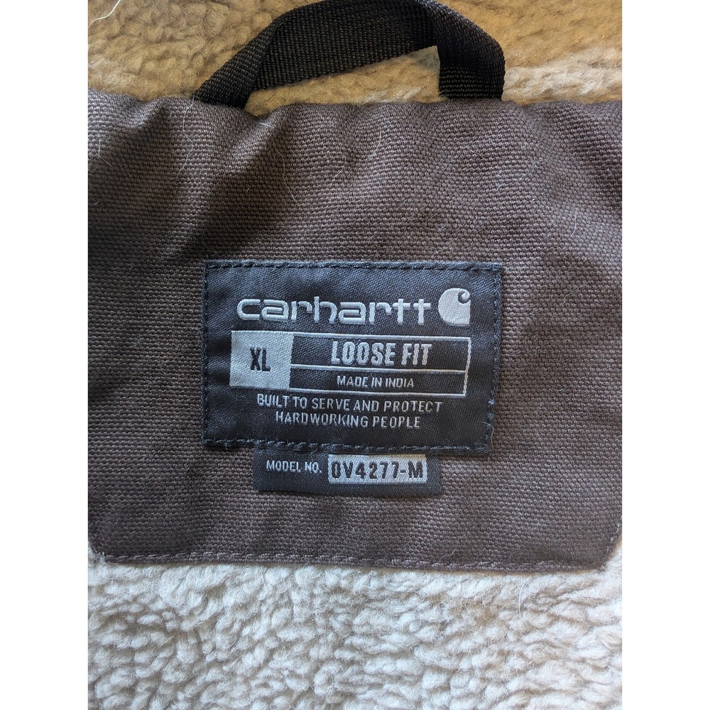 Carhartt Chocolate Brown Duck Mock‎ Neck Sherpa Lined vest NWOT Mens sz XL - Picture 7 of 9